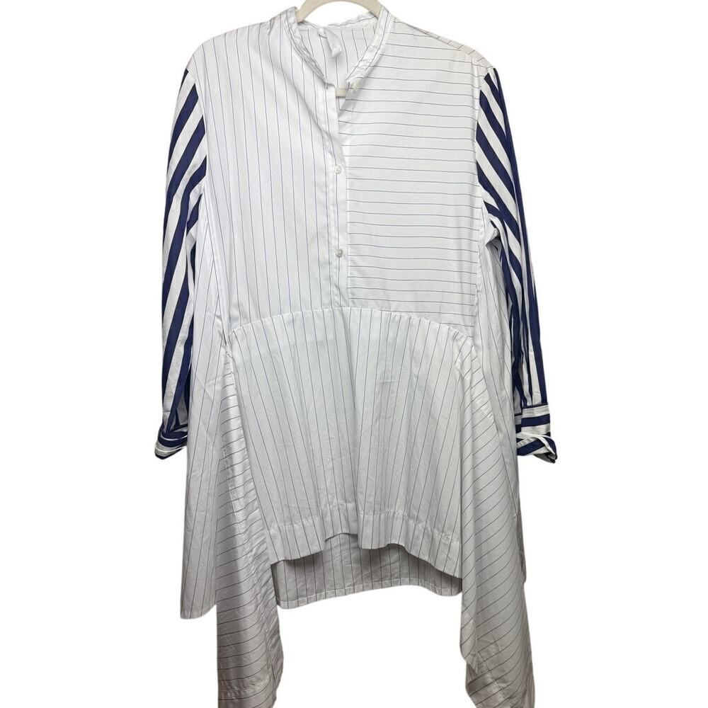 Lara Krude White Blue Striped Top Women's Sz. M
